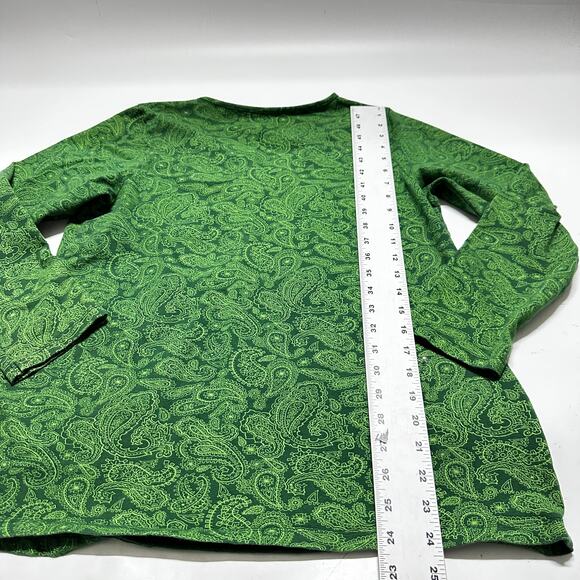 Lane Bryant Shirt Women Size 14W Green Paisley Long Sleeves VNeck Cotton Stretch - Picture 4 of 6